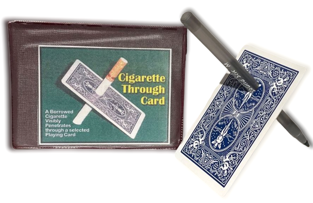 PEN CIGARETTE THROUGH CARD Close Up Bar Magic Trick Bicycle Playing Penetration
