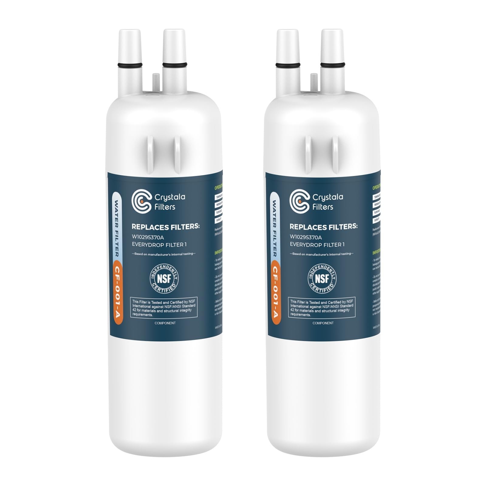 Crystala Filters Refrigerator Water Filter Compatible with W10295370A, EDR1RX...