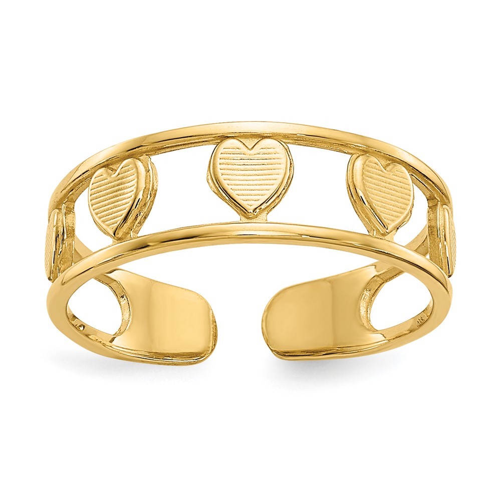 14k Yellow Gold Heart Shape Adjustable Toe Ring 0.98g Gift For Wife