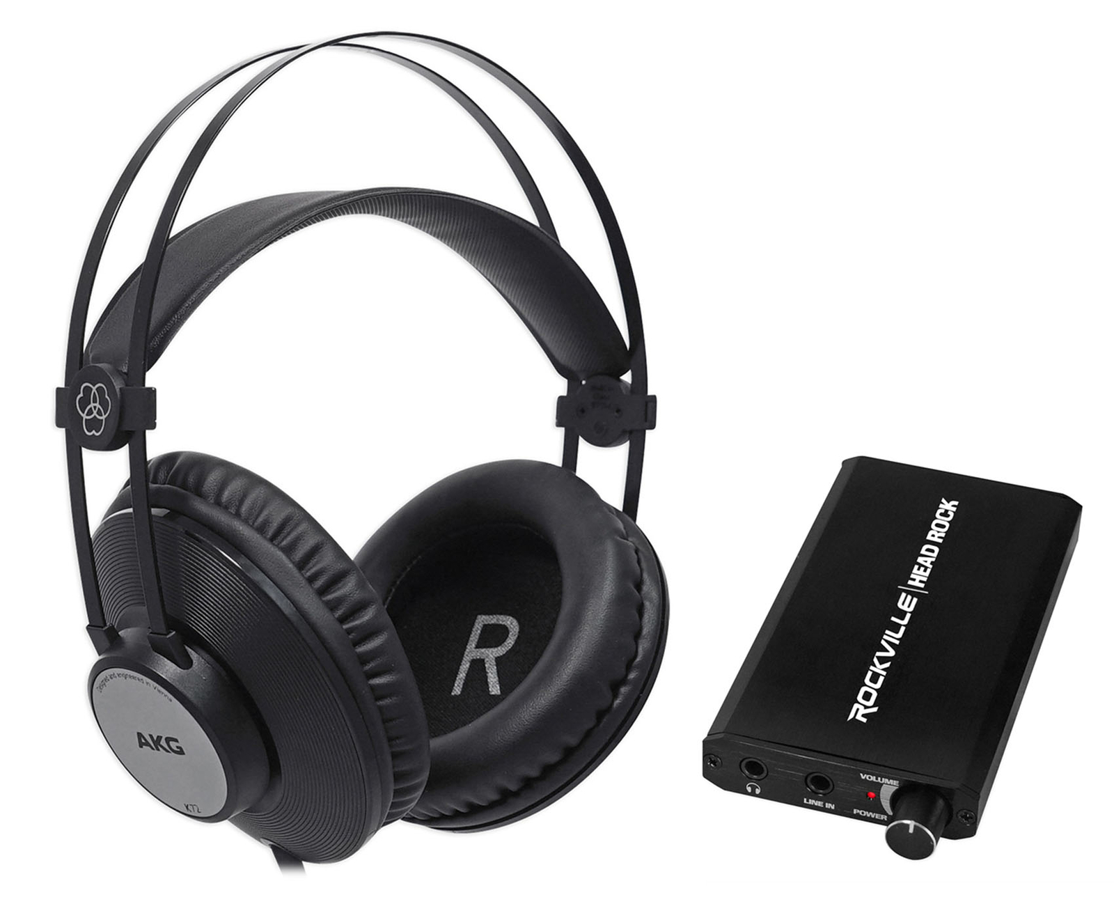 AKG K72 Studio Recording Headphones w/ 40MM Drivers+Rechargeable Headphone Amp