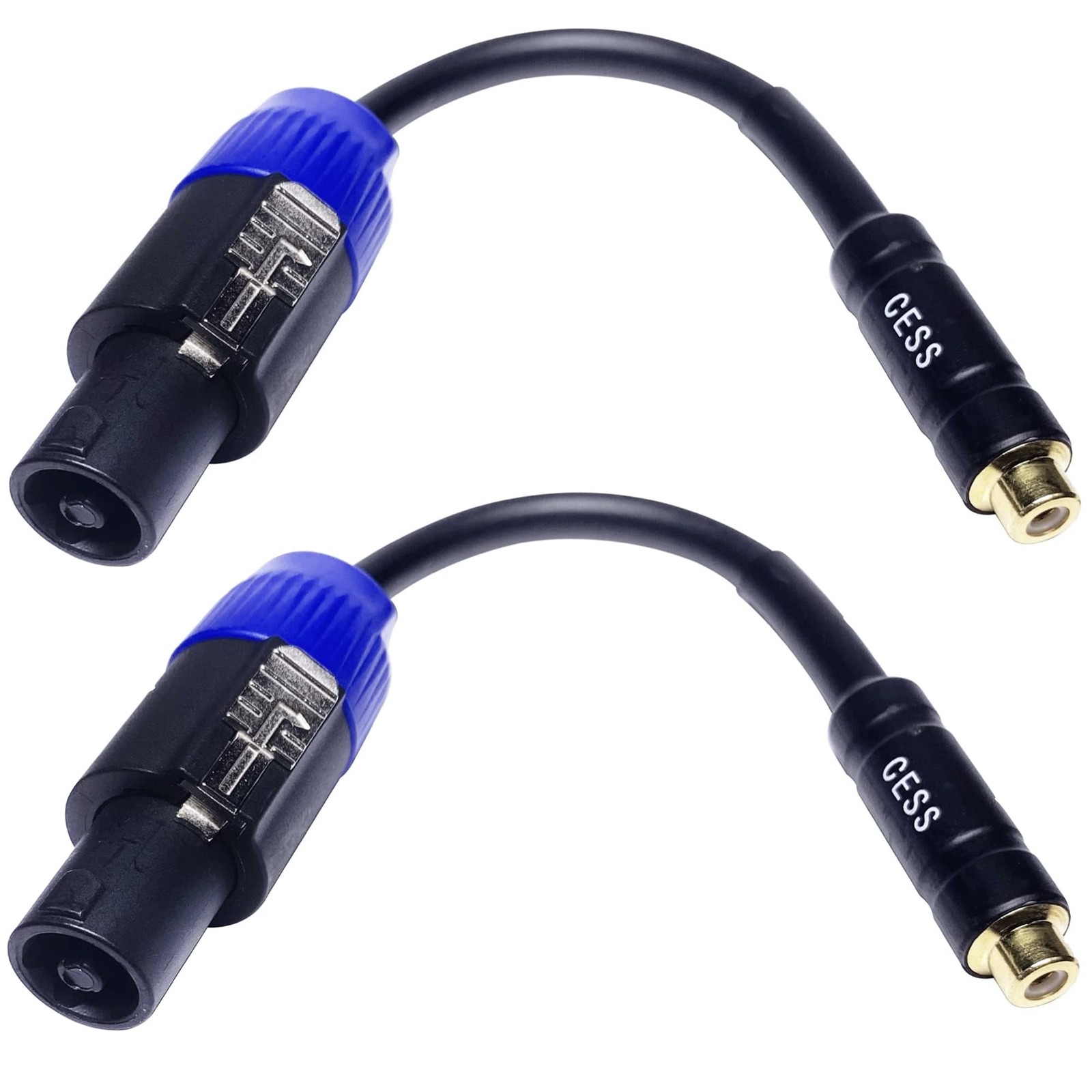 CNCESS RCA Female Jack to Speakon Male Adapter Cable, 6 in, 12AWG, Black