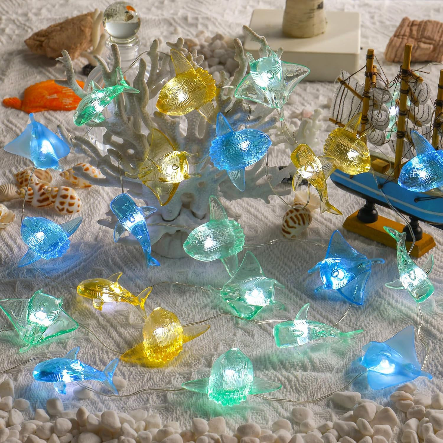 Ocean Themed Marine Life Fairy String Lights Cute Decorative Lights Beluga Whale