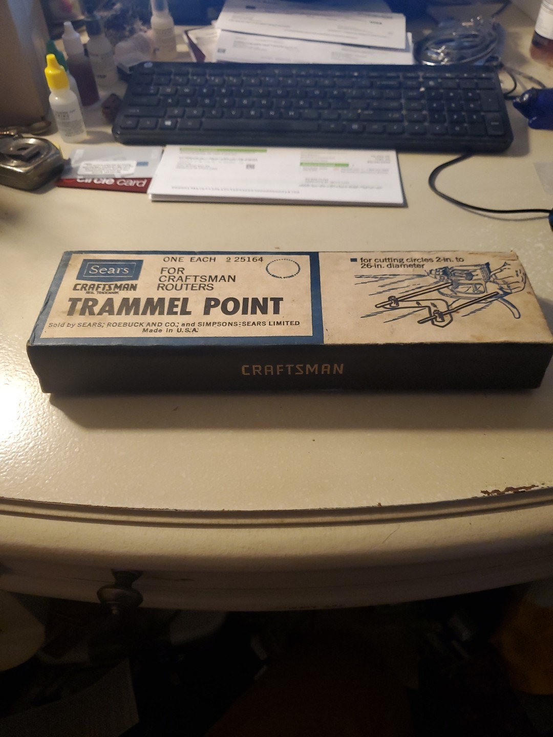 VTG. Sears Craftsman 9 25164 Trammel Point Attachment For Router Accuracy (N.O.S