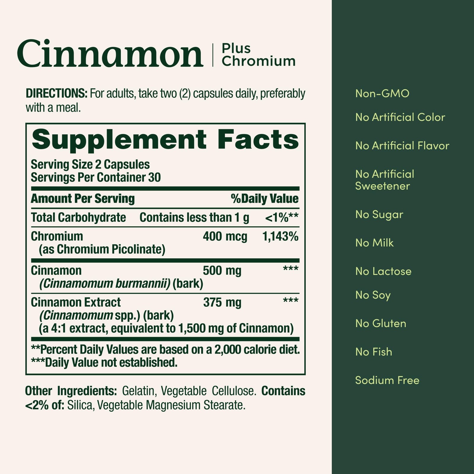 Cinnamon 2000mg Plus Chromium, 60 Capsules