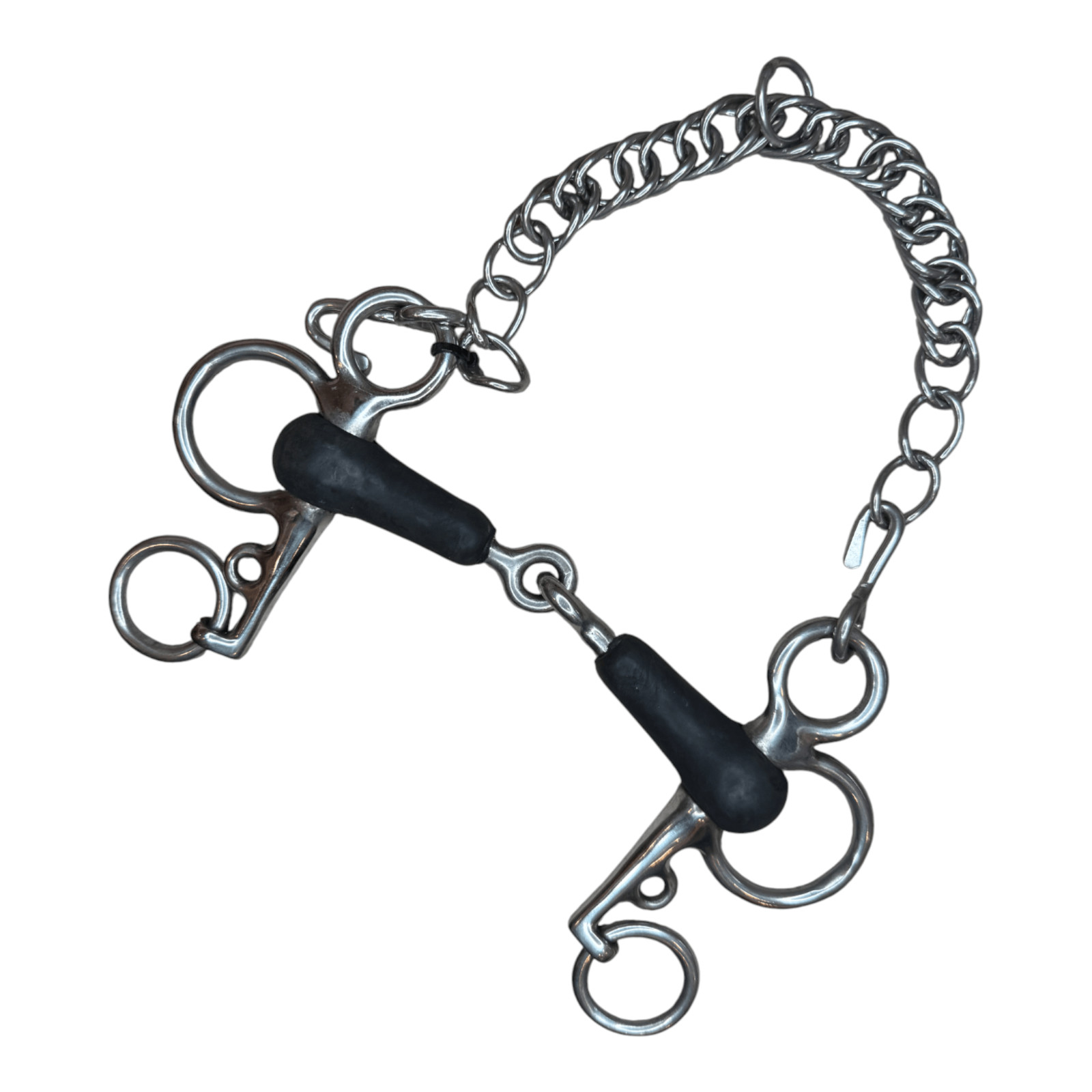 Centaur Single Joint Rubber Tom Thumb Pelham in Stainless Steel - 4 1/2"