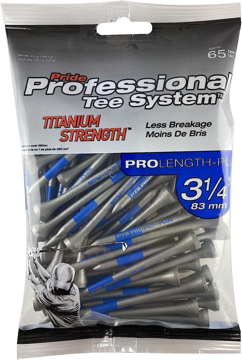 Pride Professional Tee System 3-1/4-Inch Titanium Strength Wood Golf Tees 65 ct
