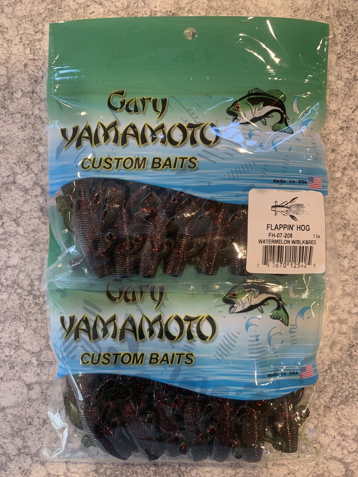 2 Packs Gary Yamamoto Flappin’ Hog Watermelon With Black & Red