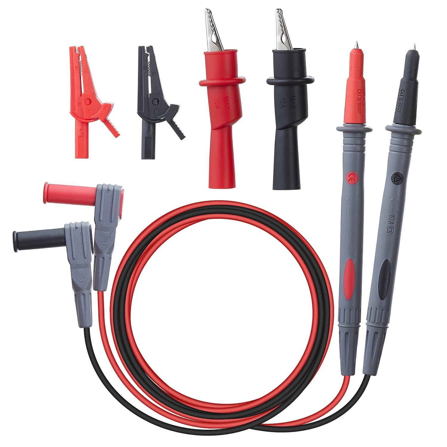Durable Multimeter Lead Set with Threaded Clips - Compatible with Fluke