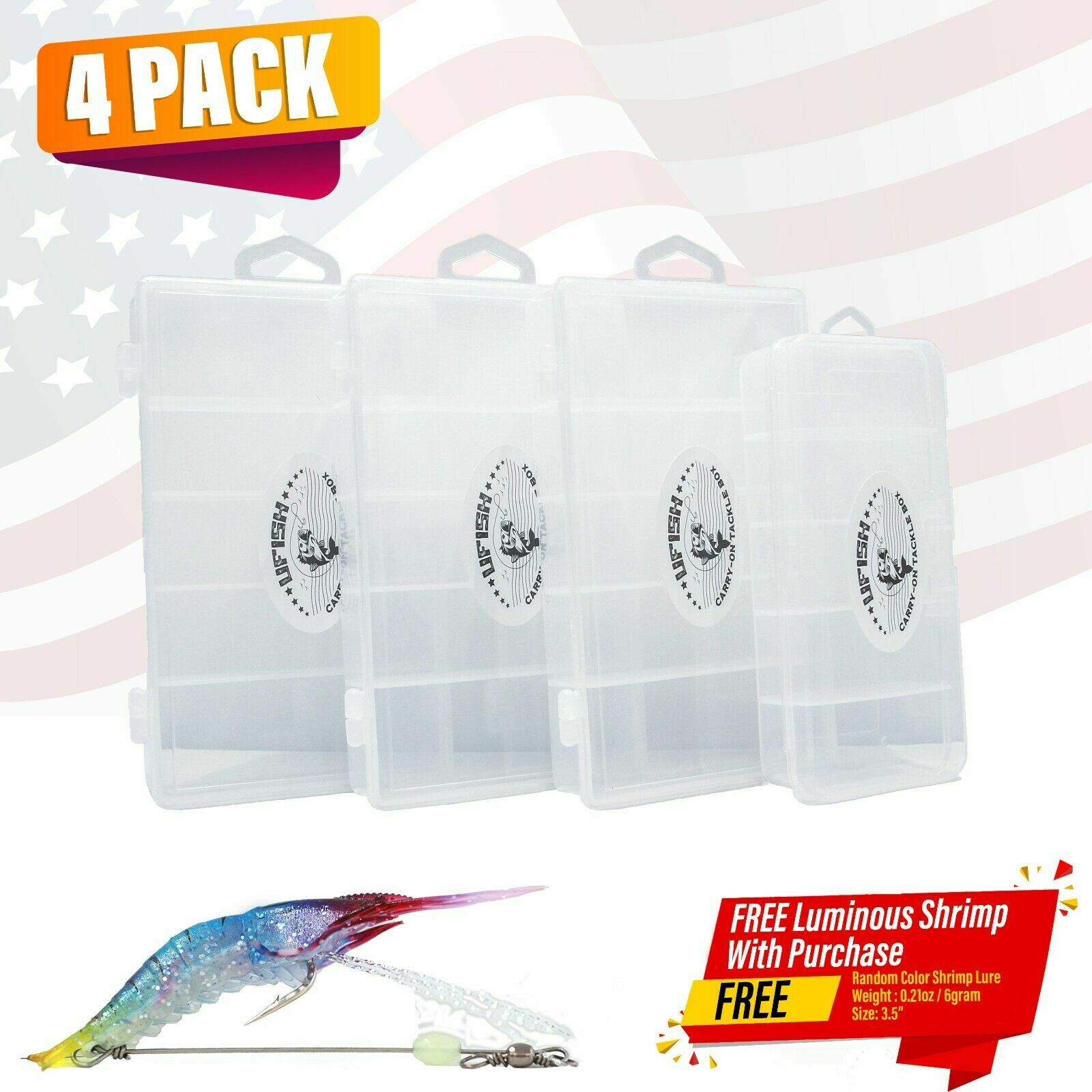 UFISH Fishing Box 4 Pak Tackle Storage Organizer Lures Bait Case Ice Fishing