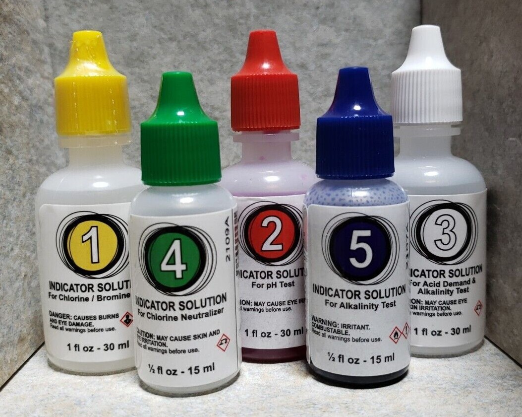 #1 - #5 POOLMASTER / POOLSTYLE TEST KIT REAGENTS **5 PACK! Full set!