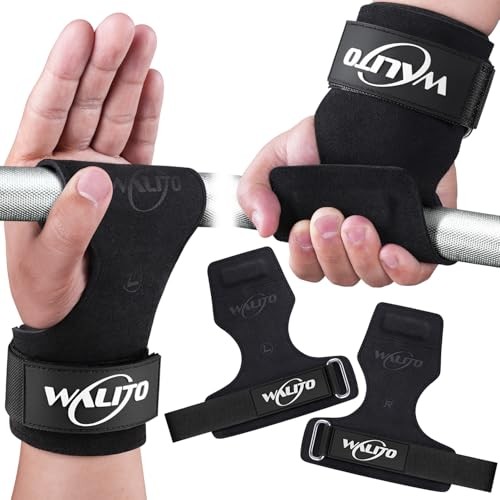 Weight Lifting Wrist Straps (Pair),Double Layer Leather Grips for Black