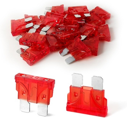 20Pcs 10 Amp Standard Car Fuses, Replacement Fuses (ATO/APR/ATS Color: Red-10A