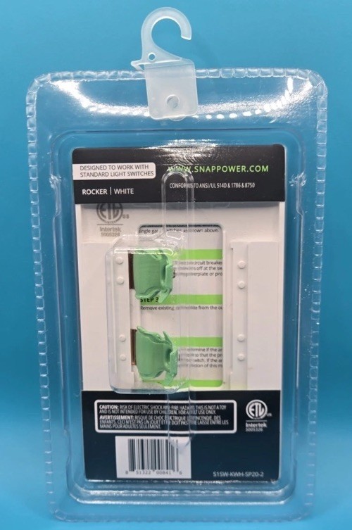 SNAP Power SwitchLight Single Pole Switches White LED Illuminated Cover