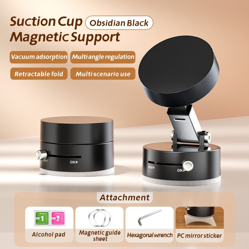360° Vacuum Magnetic Phone Holder - Suction Cup Car Mount with Foldable Stand