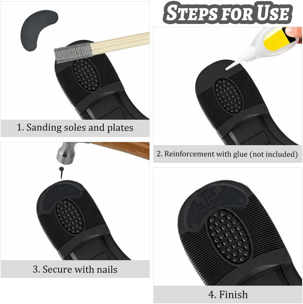 30 Pcs Heel Plates Rubber Tips Sole Heel Taps Repair Pad Replacement