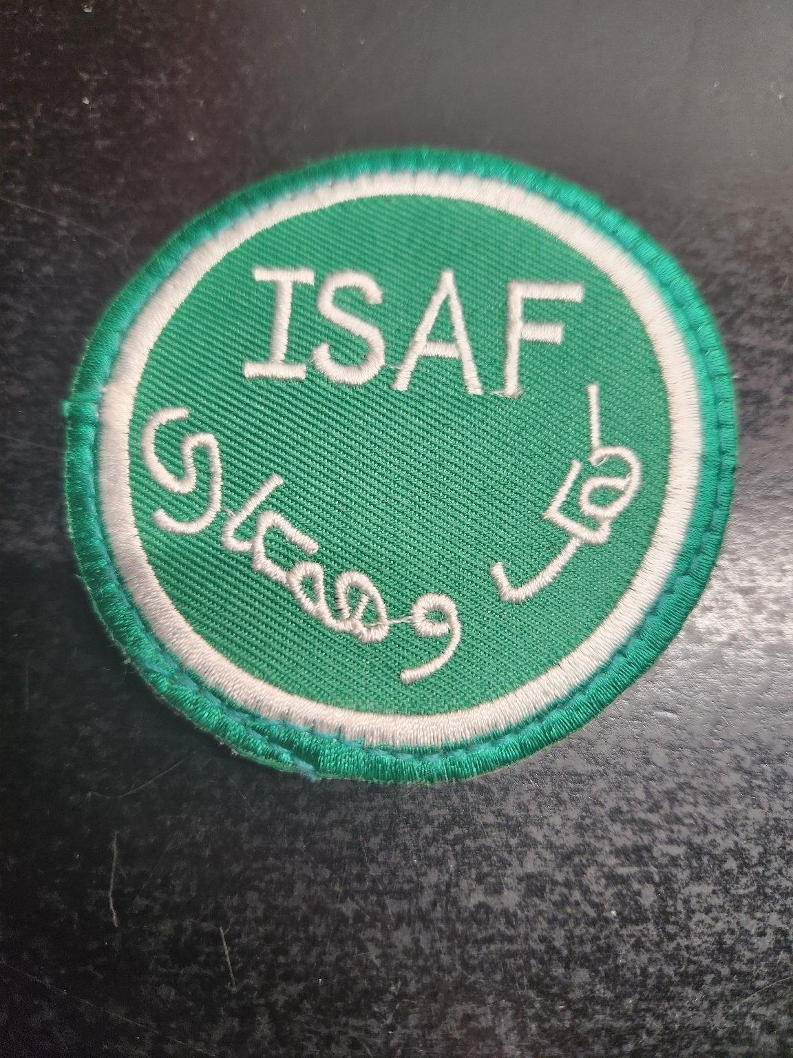 ISAF NATO Coalition Patch Green White Arabic Script Hook Loop Afghanistan