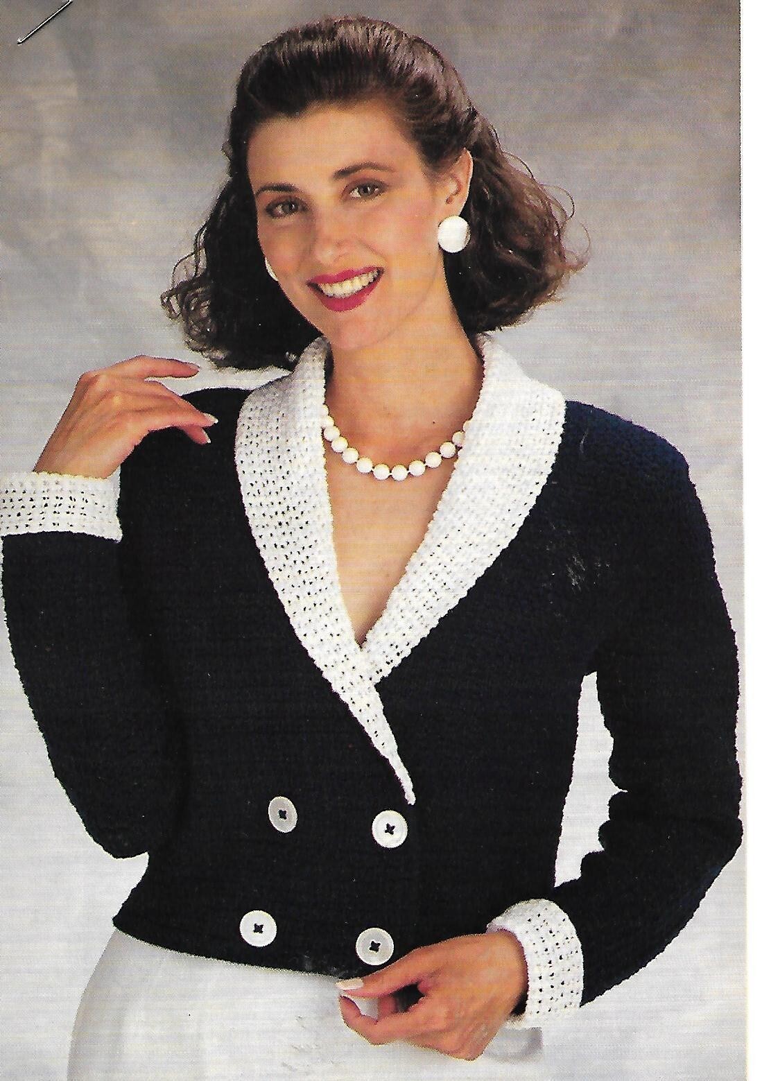 Lady's Navy Jacket crochet PATTERN INSTRUCTIONS
