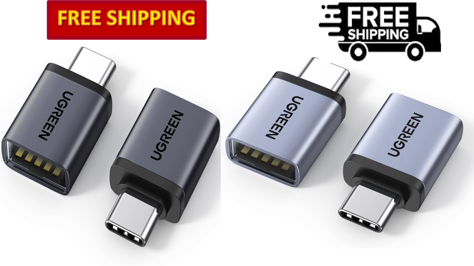 UGREEN USB 3.2 GEN 2, USB C Male to USB A Female Adapter - 2 Pack