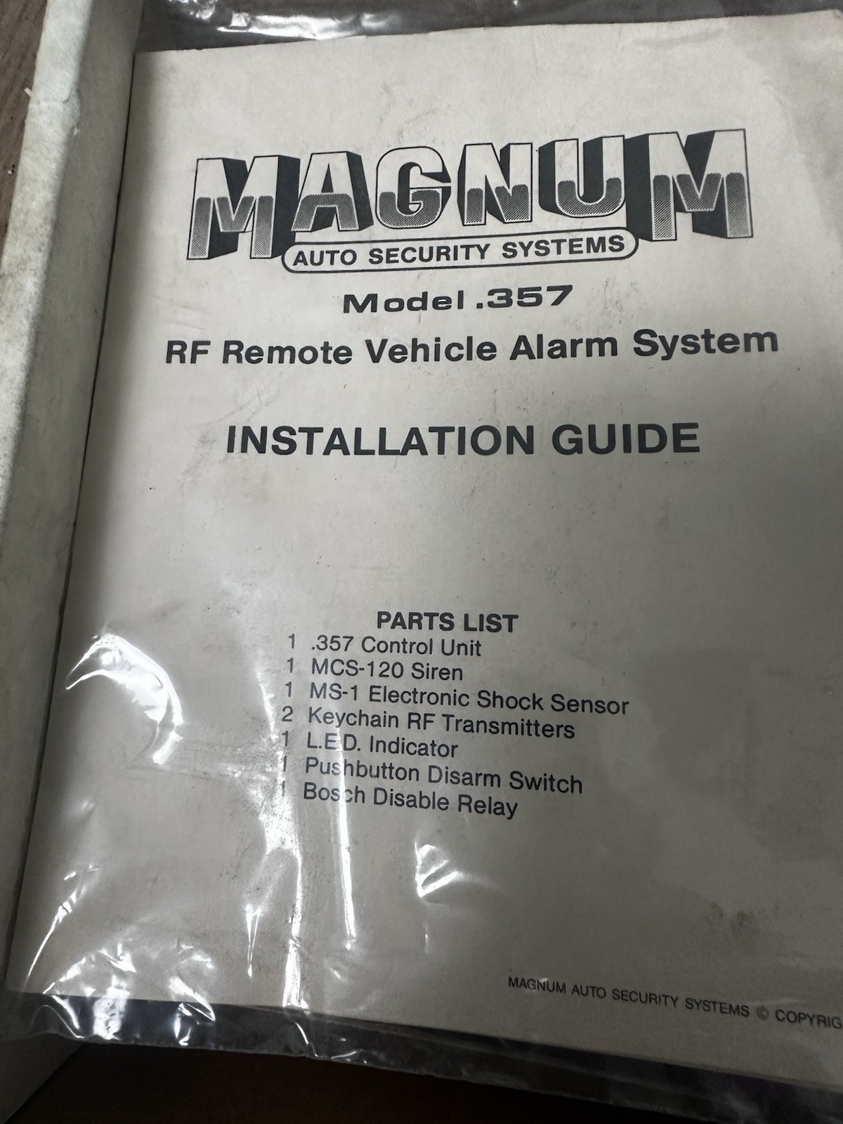 Magnum Auto Security Systems Model 357 Vehicle Alarm System Vintage