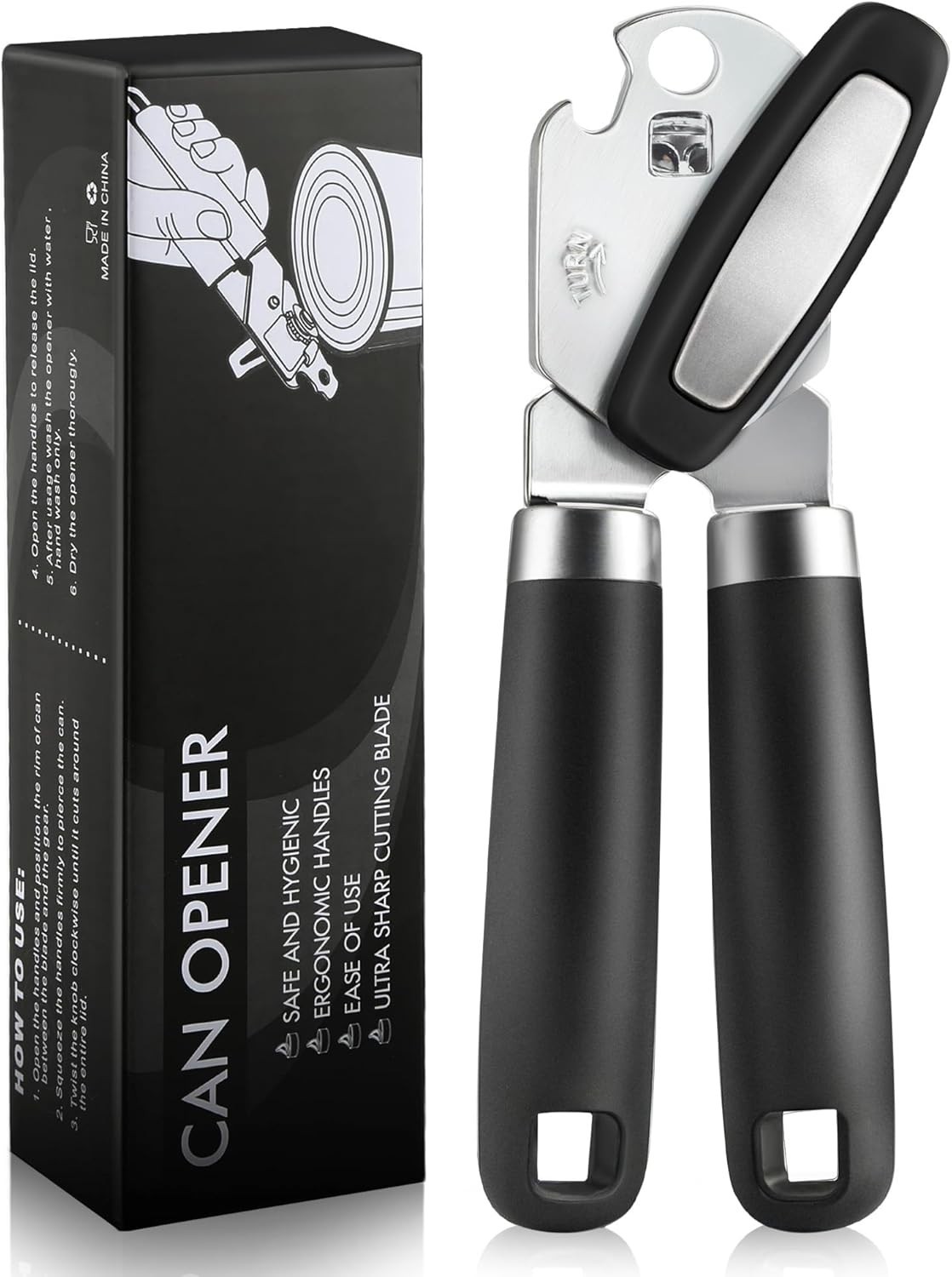 Beneno Can Opener Manual with Magnet, Hand Held Heavy Duty Can Opener with Du...