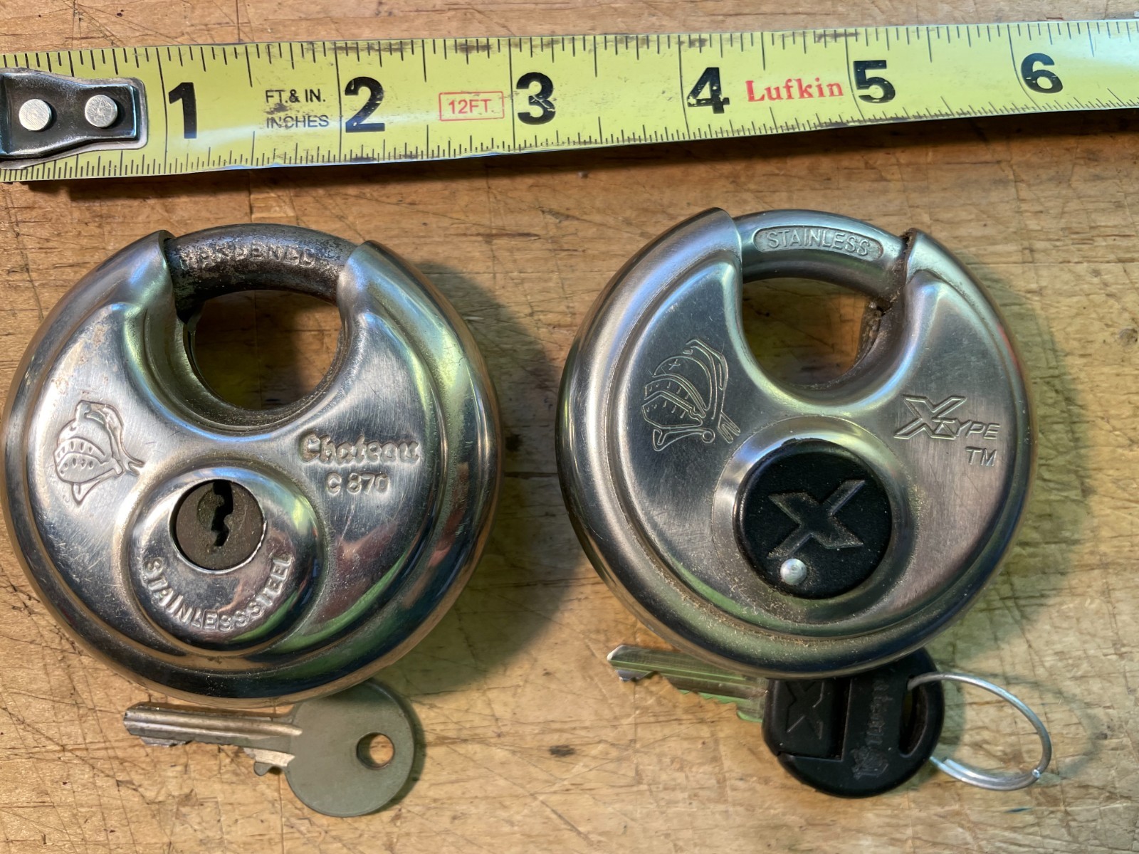Two Chateau Round Padlocks with Keys Tested