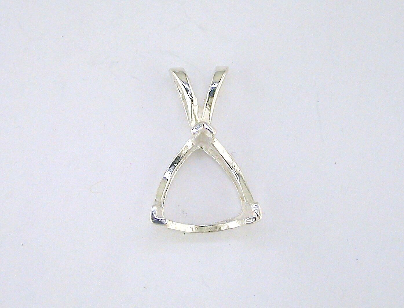 Trillion V Prong Pendant Setting Sterling Silver