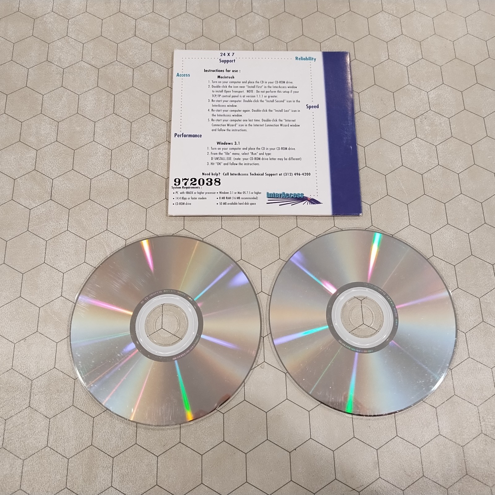 InterAccess Chicago ISP CD-ROM lot (2), includes IE 3.0, Windows/Mac, 1990s