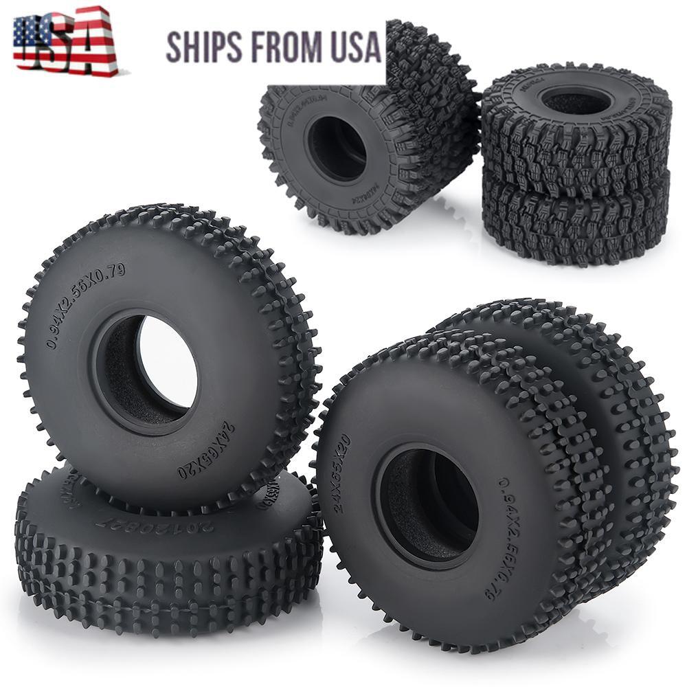 4Pcs Super Soft Sticky Pins 1.0 Tires for 1/18 1/24 RC Crawler Car TRX4M SCX24