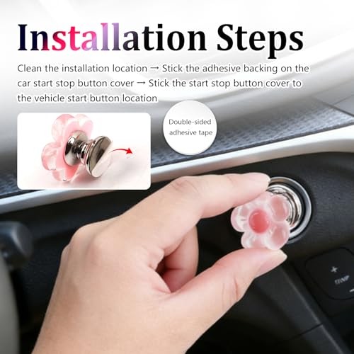 Flower Car Push Start Button Cover,Cute Push to Start Button Cover as Car