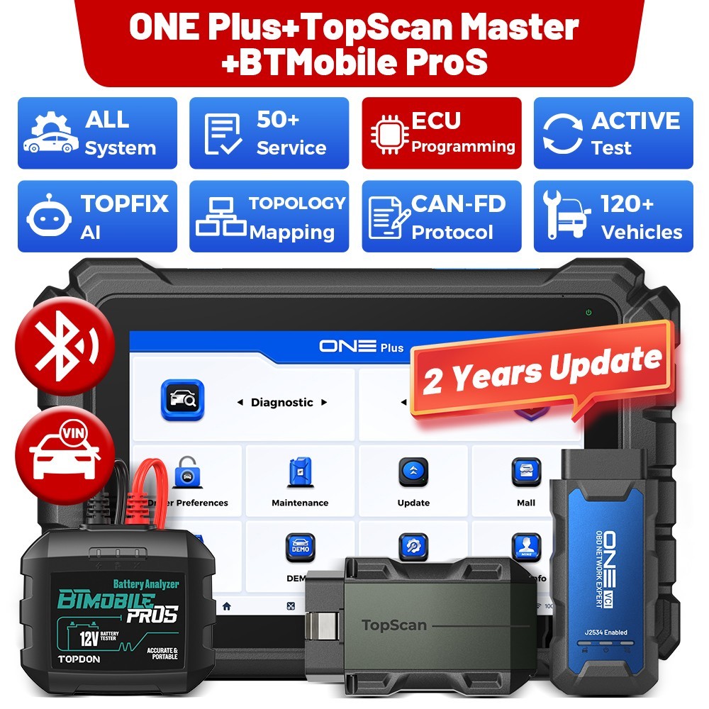 TOPDON ONE PLUS ECU Programming Diagnostic Tool Scanner J2534 CAN-FD 50+ Resets
