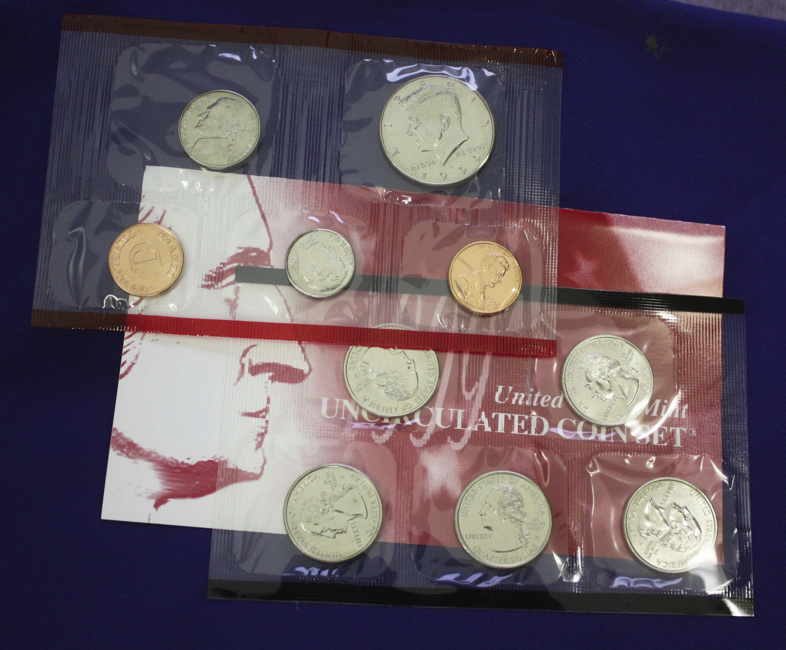1999 US Uncirculated Mint Set | 9 Coins P & D Cellos | Original Envelope