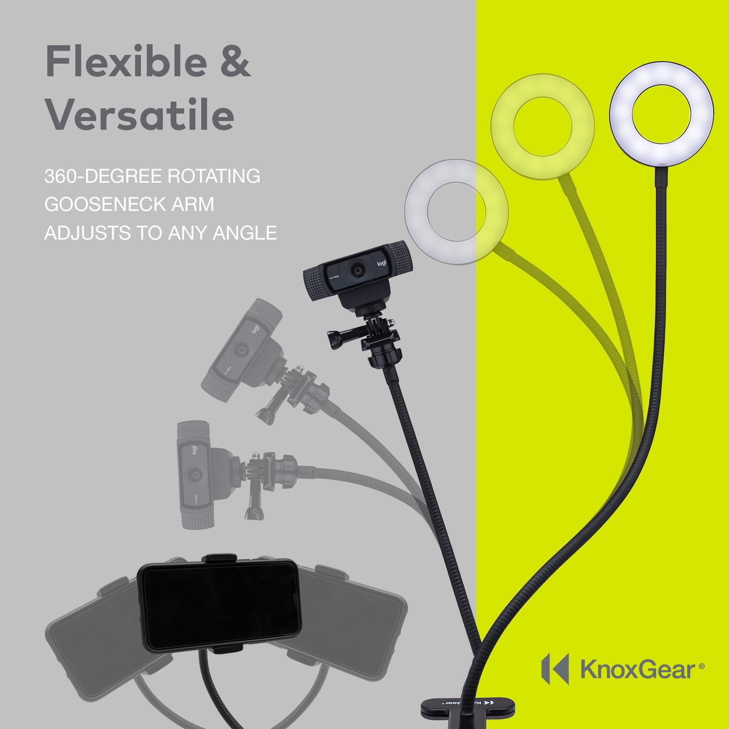 Knox Gear Webcam Stand with Selfie Ring Light VLOG Accessory MUST HAVE