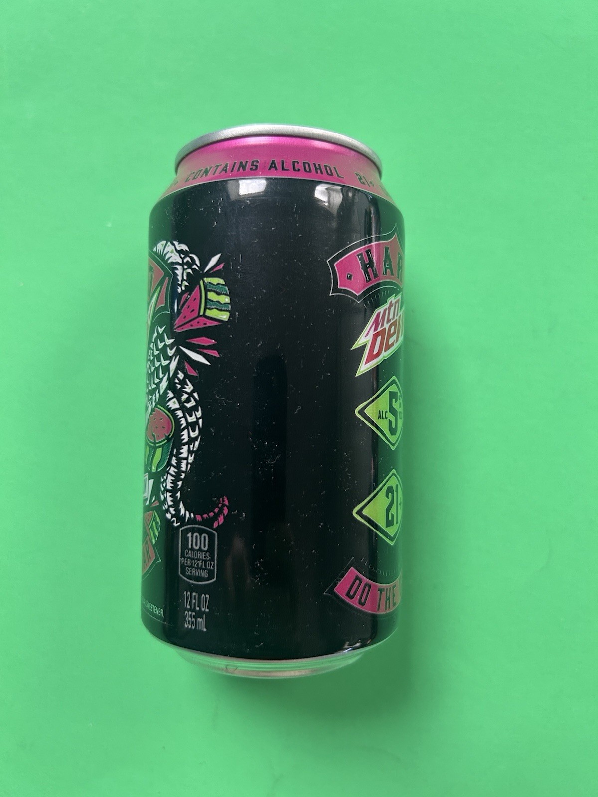 Mountain Dew HARD Watermelon Zero Sugar Empty Bottom Opened 12oz Can