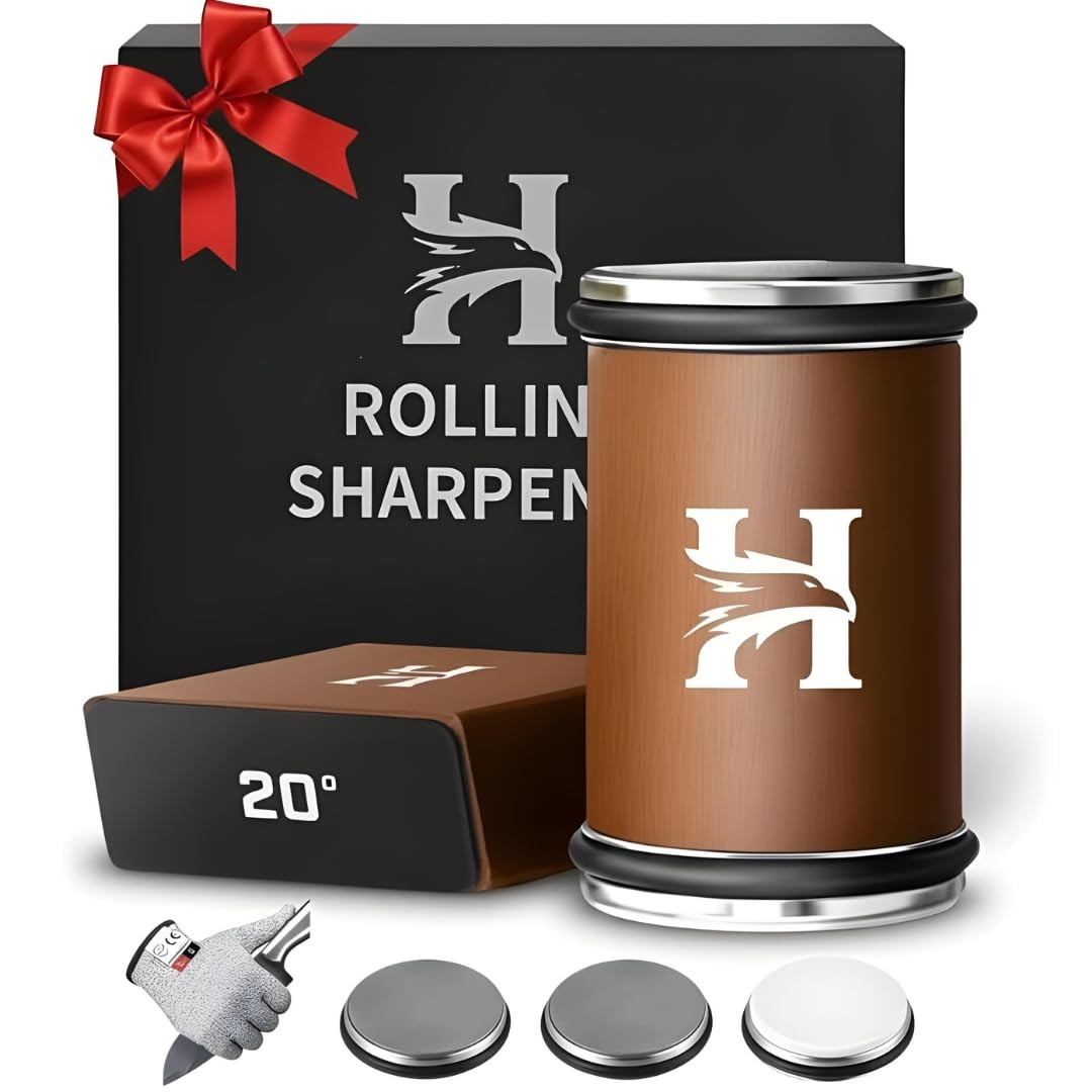 High Carbon Stainless Steel Rolling Knife Sharpener Kit – 400, 1000 & 3000 Gr...