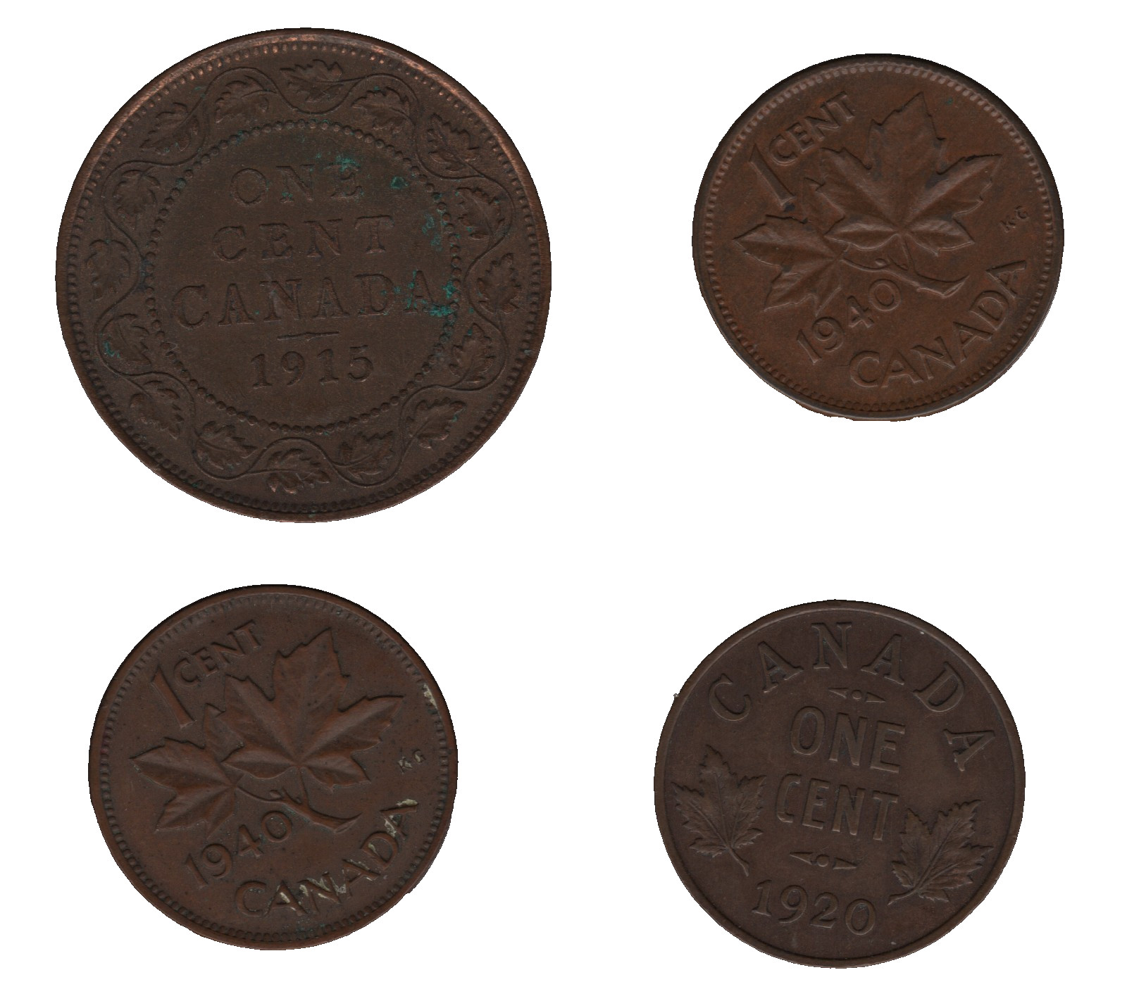 Canada George V & George VI One Cent Coins x4 – Mixed Dates Bulk Lot