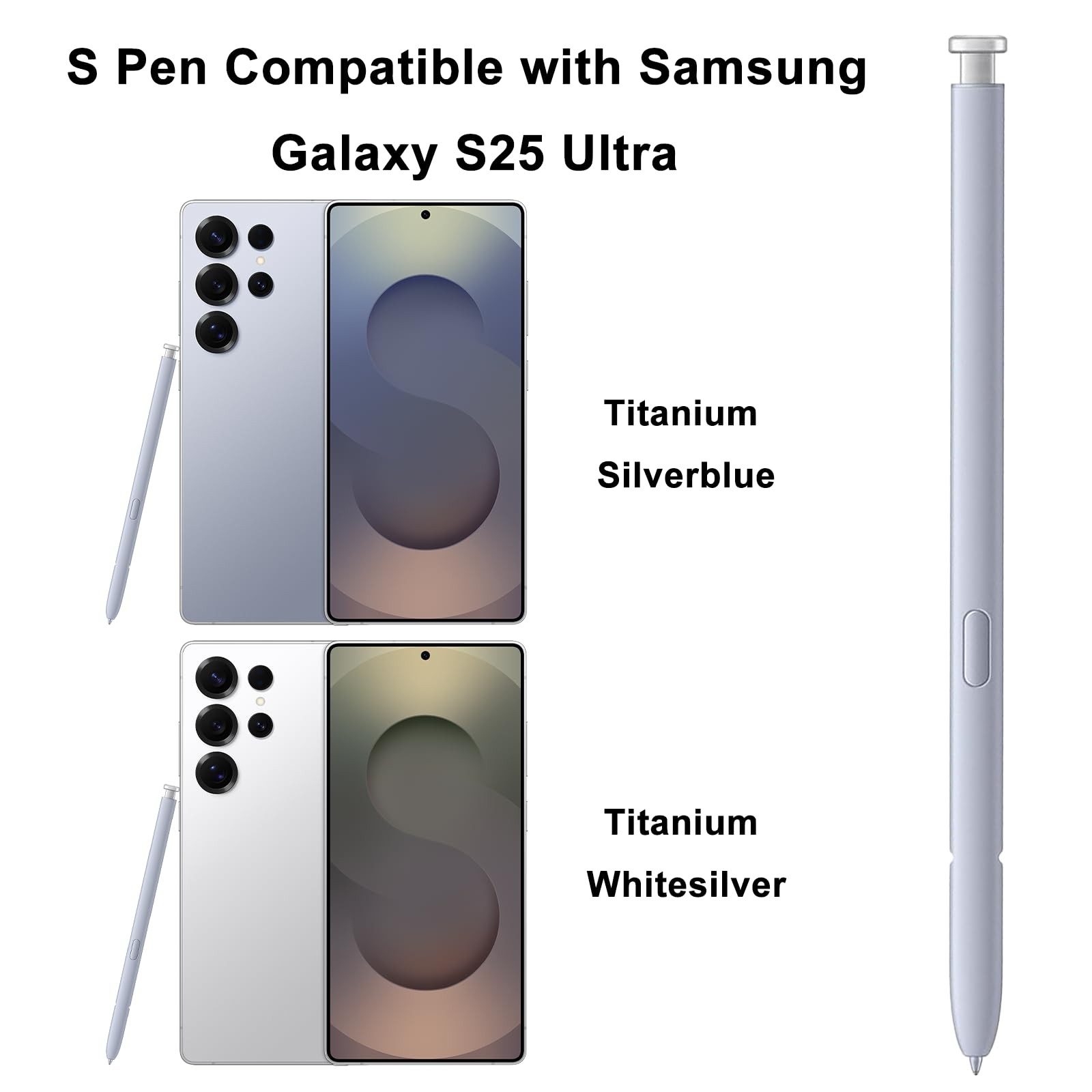 Galaxy S25 Ultra S Pen Replacement for Samsung Light Silver