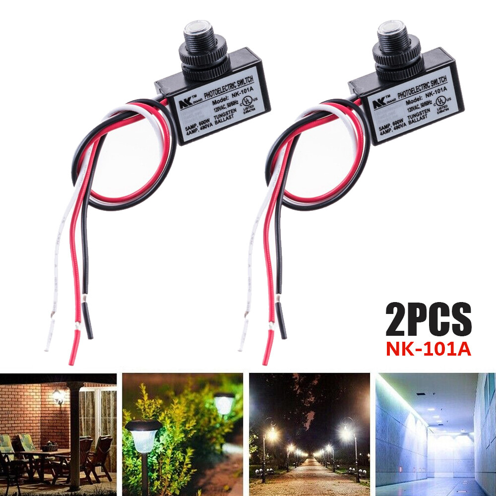 2 x Photoelectric Photocell Dusk to Dawn Button Flush Mount Photo Control Switch