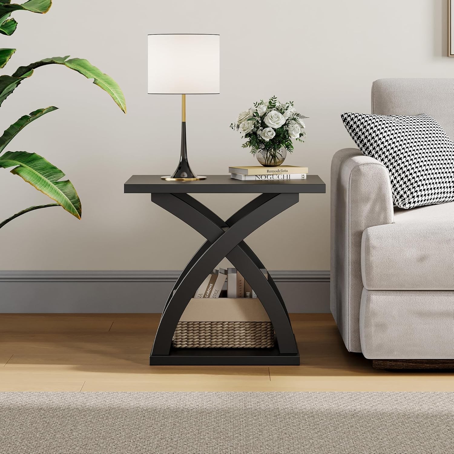 X-Design Side Table Living Room End Side Table End Table with Storage Shelf
