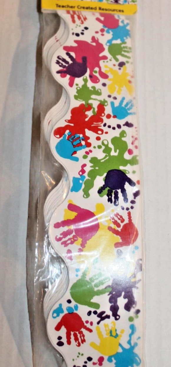 Teacher Created Resources Bulletin Board Border Paint Handprints Multi Hands NEW
