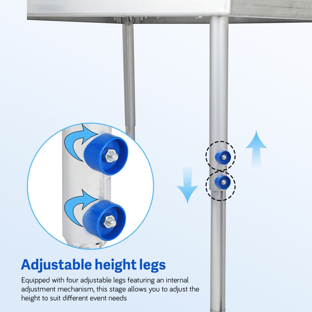 4 x 4 FT Lightweight Aluminum Performance Stage Riser Height Adjustable 24" -40"