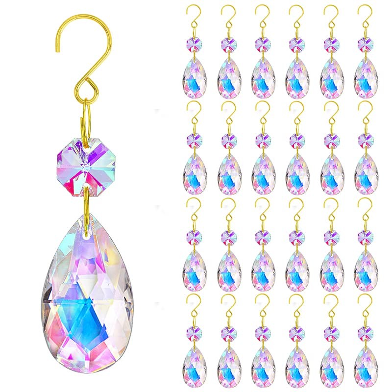 25pcs 38mm Crystal Teardrop Chandelier Parts,Suncatcher Crystal Prisms Hangin...