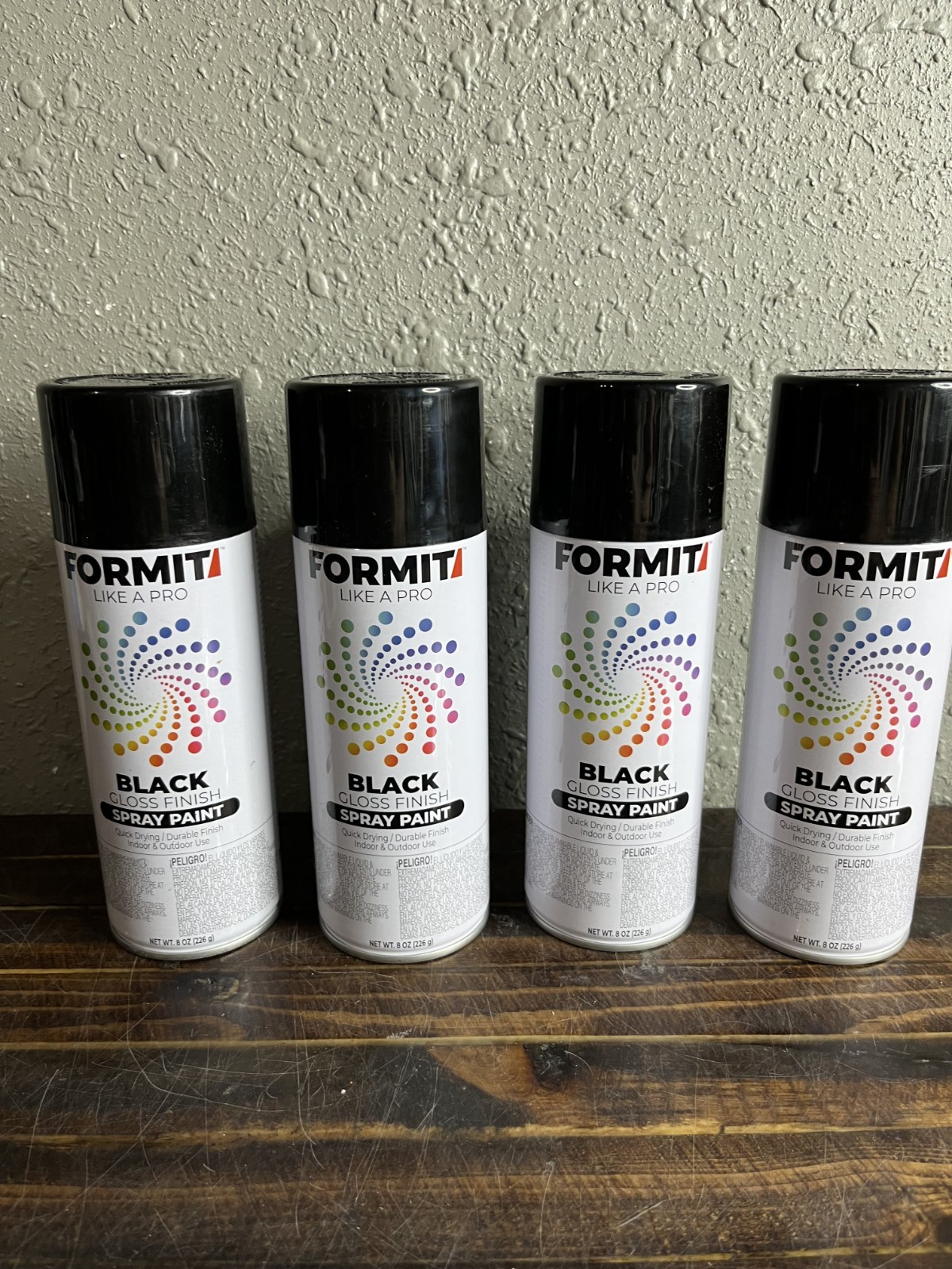 Formit Black Gloss Finish Spray Paint Aerosol 10oz Multi-Surface 4 Pack
