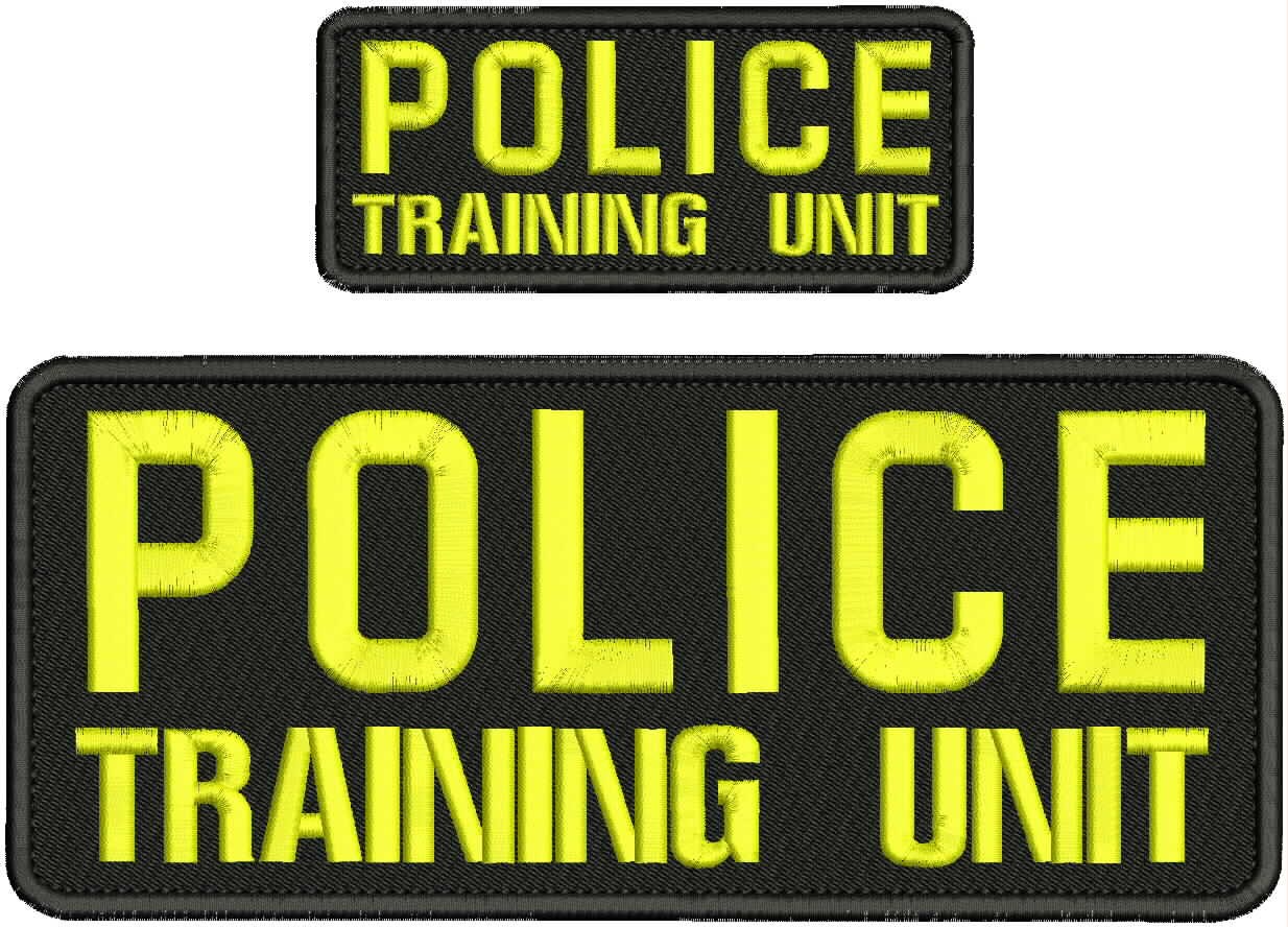 Collectible Embroidery Patch Police Training Unit 4X10AND 2X5 Yellow On Black