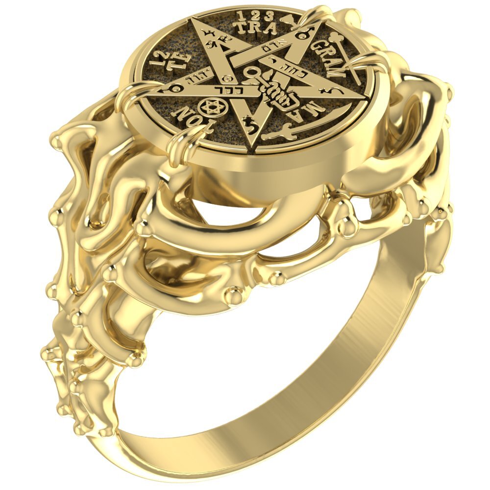Tetragrammaton Pentagram Star Ring for Women Solomon Brass Jewelry