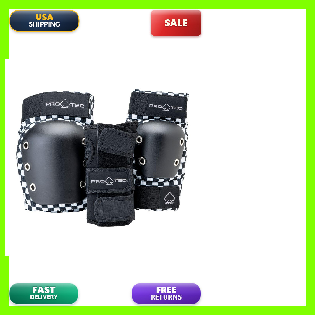 Pro-Tec Street 3-Pack Pad Set - For Skateboarding Roller Skating Scooter