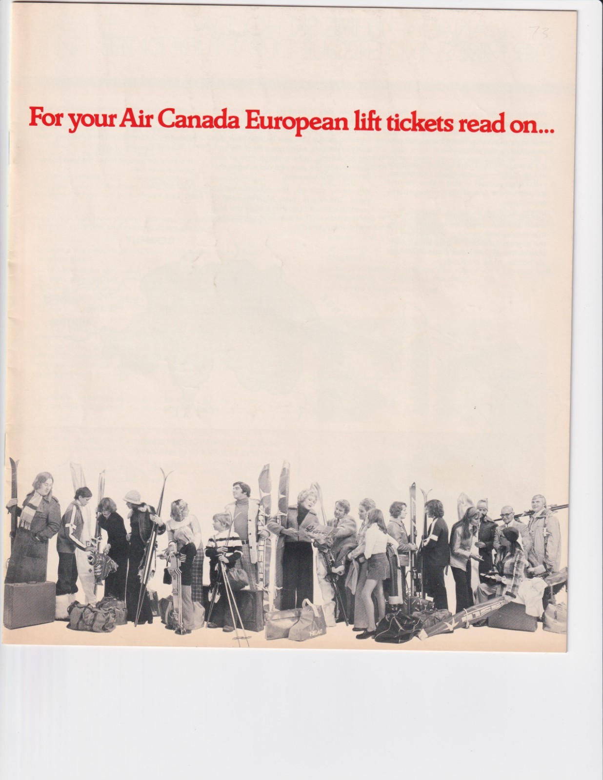 Air Canada European Lift Tickets Advertising Vintage 1973 to 1974 Booklet