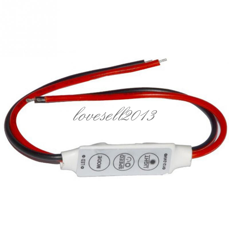 Mini 12V LED Strip Light Dimmer Controller with On Off Switch for 3528 5050