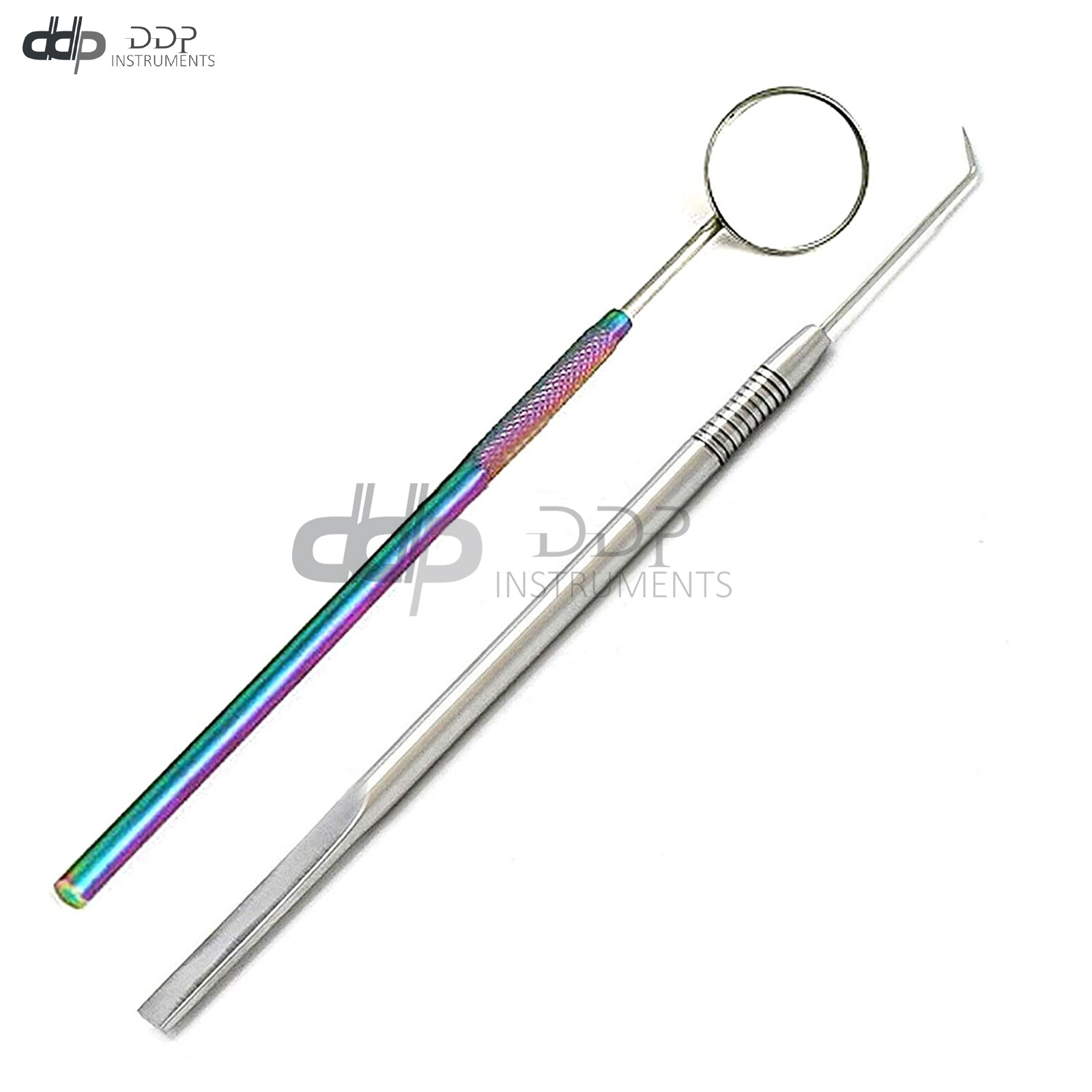 Set Of 2 Eyelash Lifting Lifter & Dental Mouth Mirror Rainbow Color Applicator