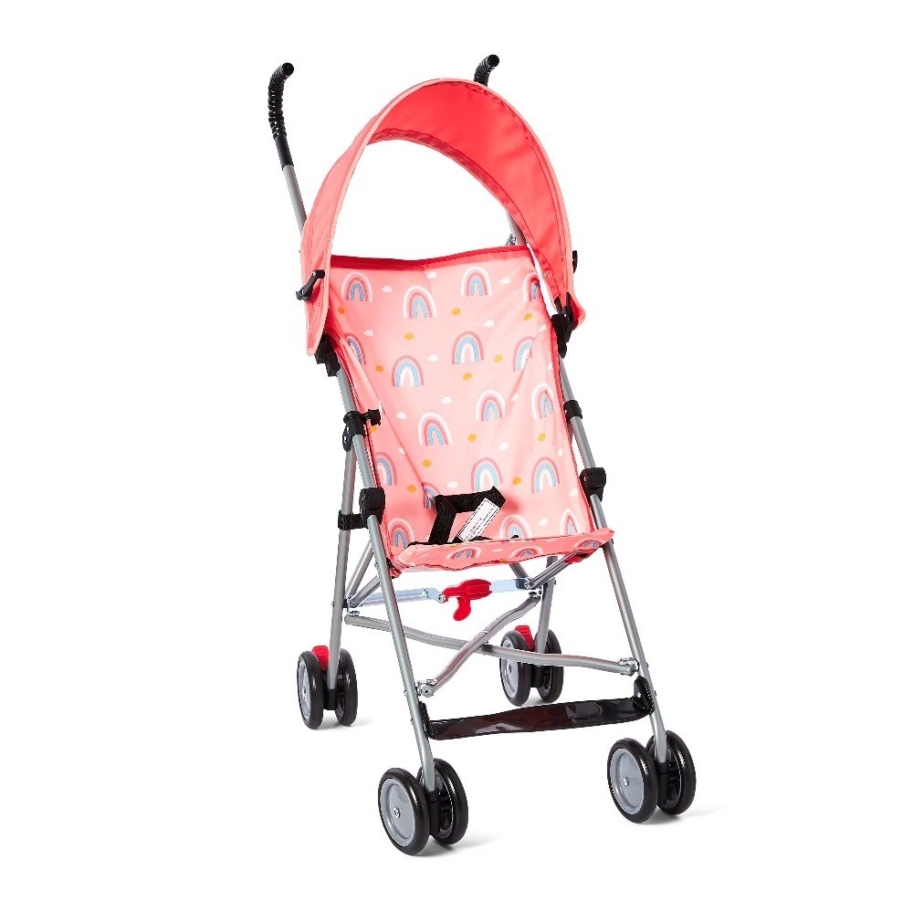 Pink Rainbow Baby Girl Umbrella Stroller with Canopy Lightweight Compact Fold