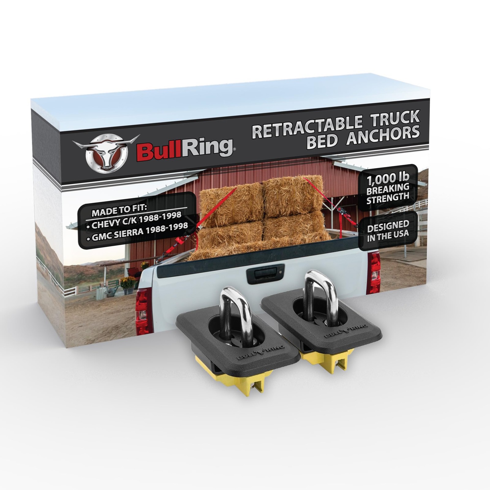 Bull Ring Raised Fit Classic Truck Bed Tie Down Anchors for 1988-1998 Chevy Silv